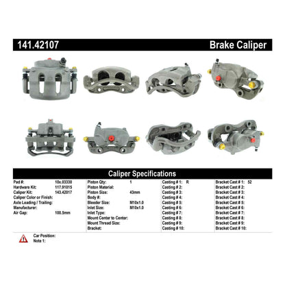 Centric Parts Semi-Loaded Brake Caliper with New Phenolic Pistons 141.42107