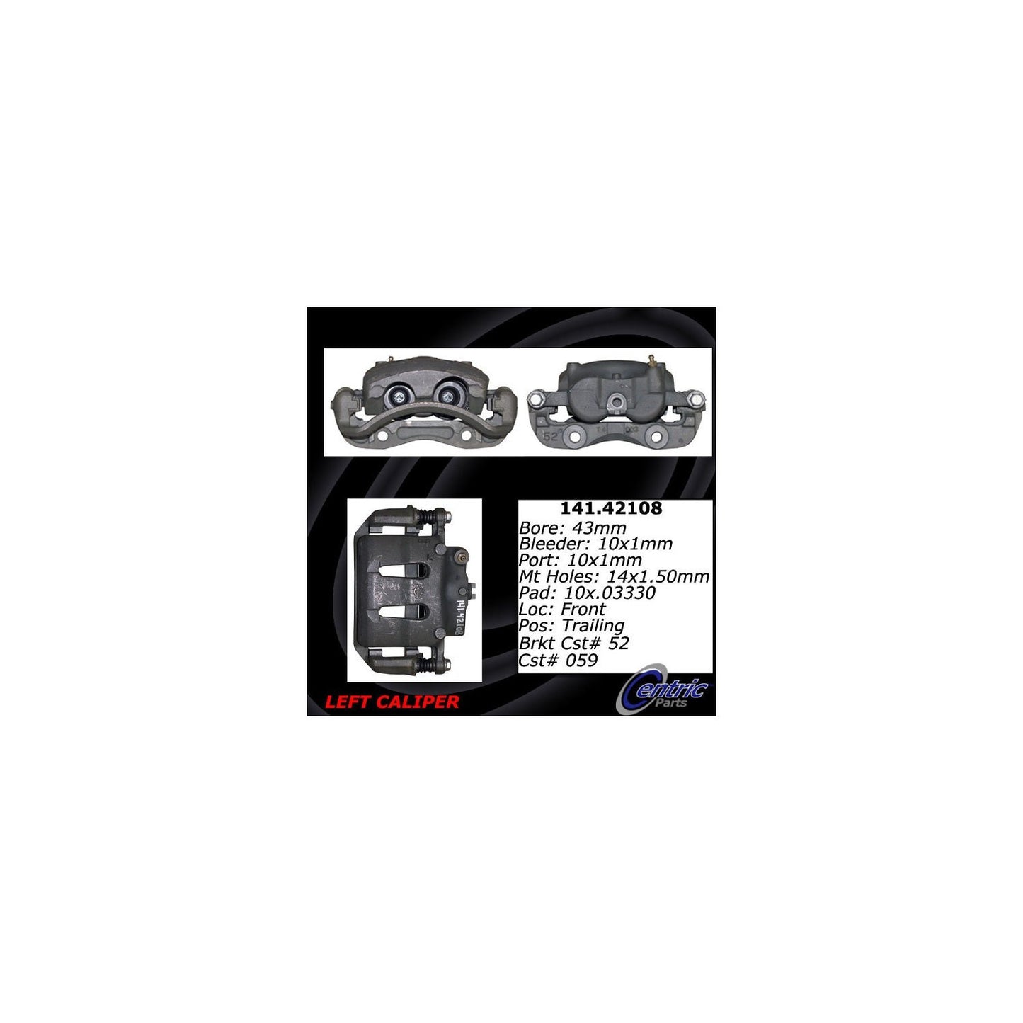 Centric Parts Semi-Loaded Brake Caliper with New Phenolic Pistons 141.42108