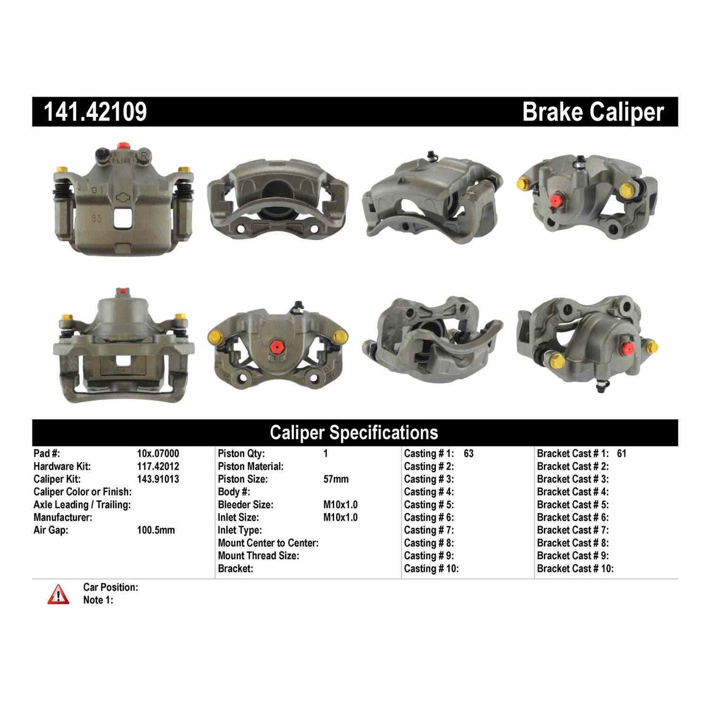 Centric Parts Disc Brake Caliper Semi-Loaded with anti-corrosion finish for 2000-2006 Nissan Sentra 141.42109
