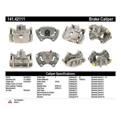 Centric Parts Semi-Loaded Brake Caliper 141.42111