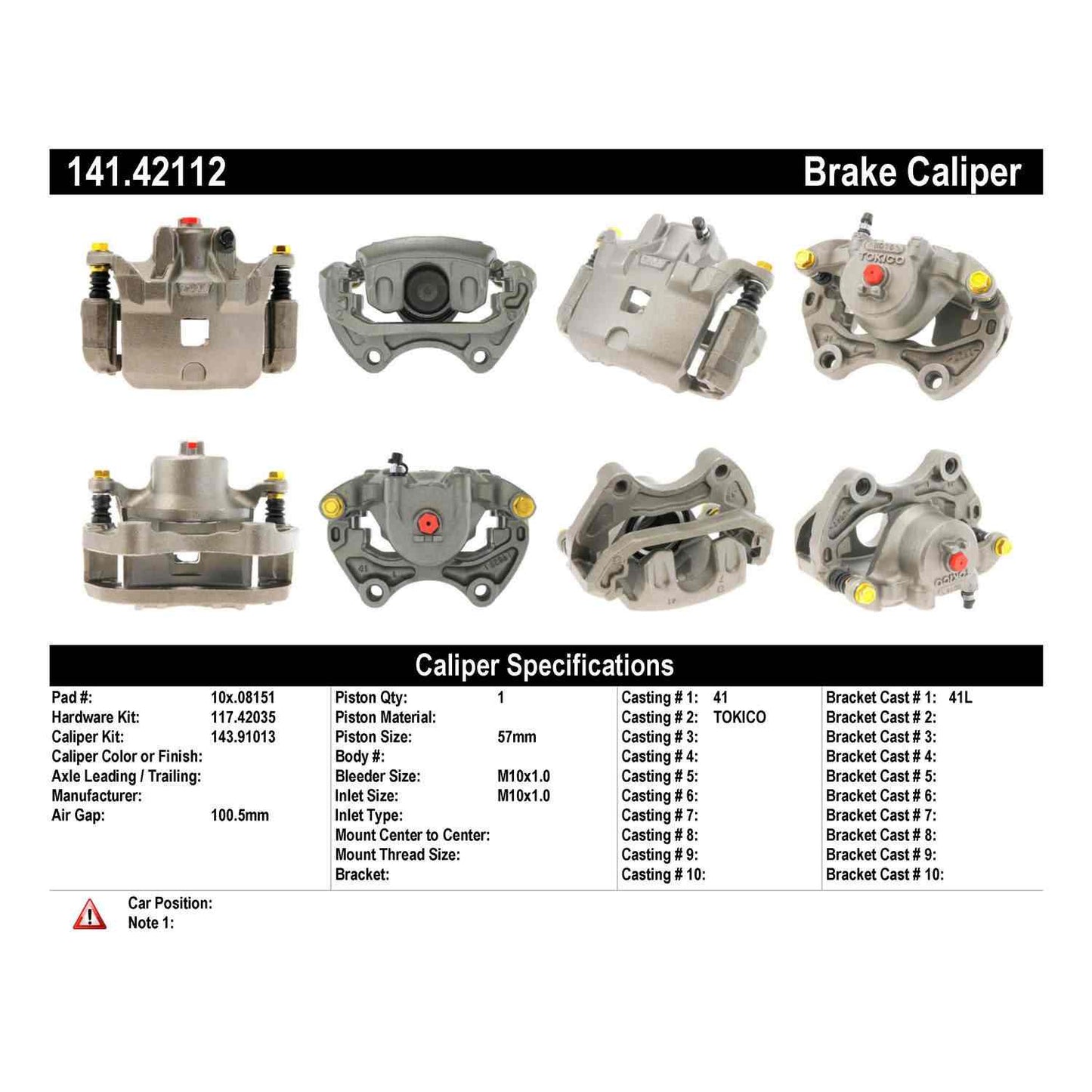 Centric Parts Disc Brake Caliper Semi-Loaded for 2004-2002 Infiniti I35 2006-2002 Nissan Altima 2003-2002 Maxima 141.42112