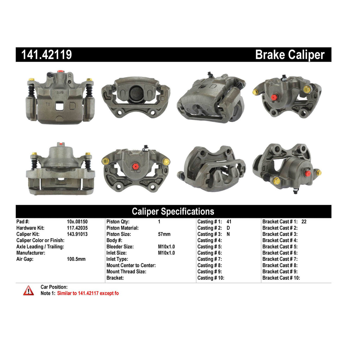 Centric Parts Disc Brake Caliper Semi-Loaded with Anti-Corrosion Finish for 2003-2005 Infiniti G35 Nissan 350Z 141.42119