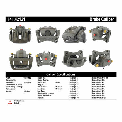 Centric Parts Semi-Loaded Brake Caliper 141.42121