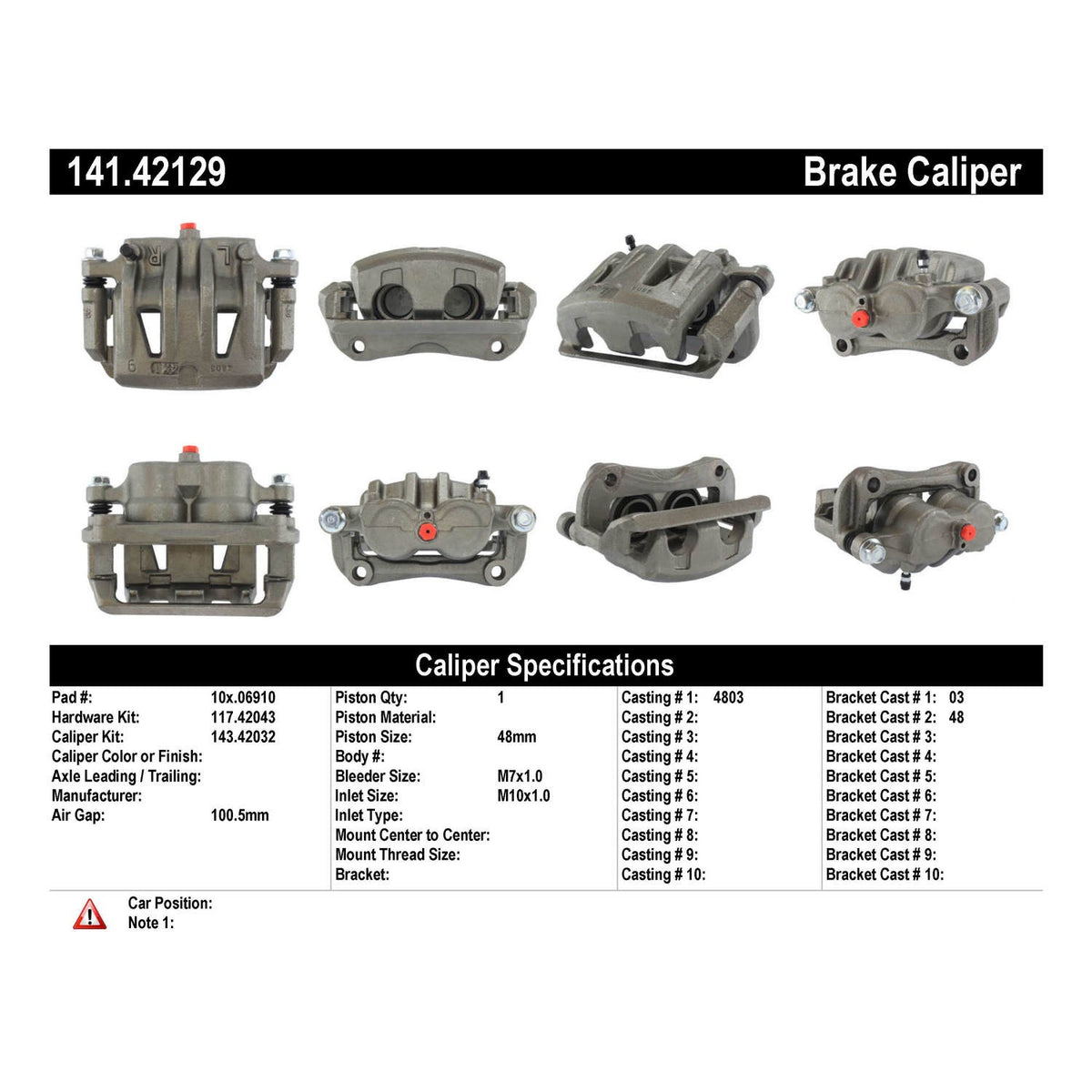 Centric Parts Semi-Loaded Brake Caliper 141.42129