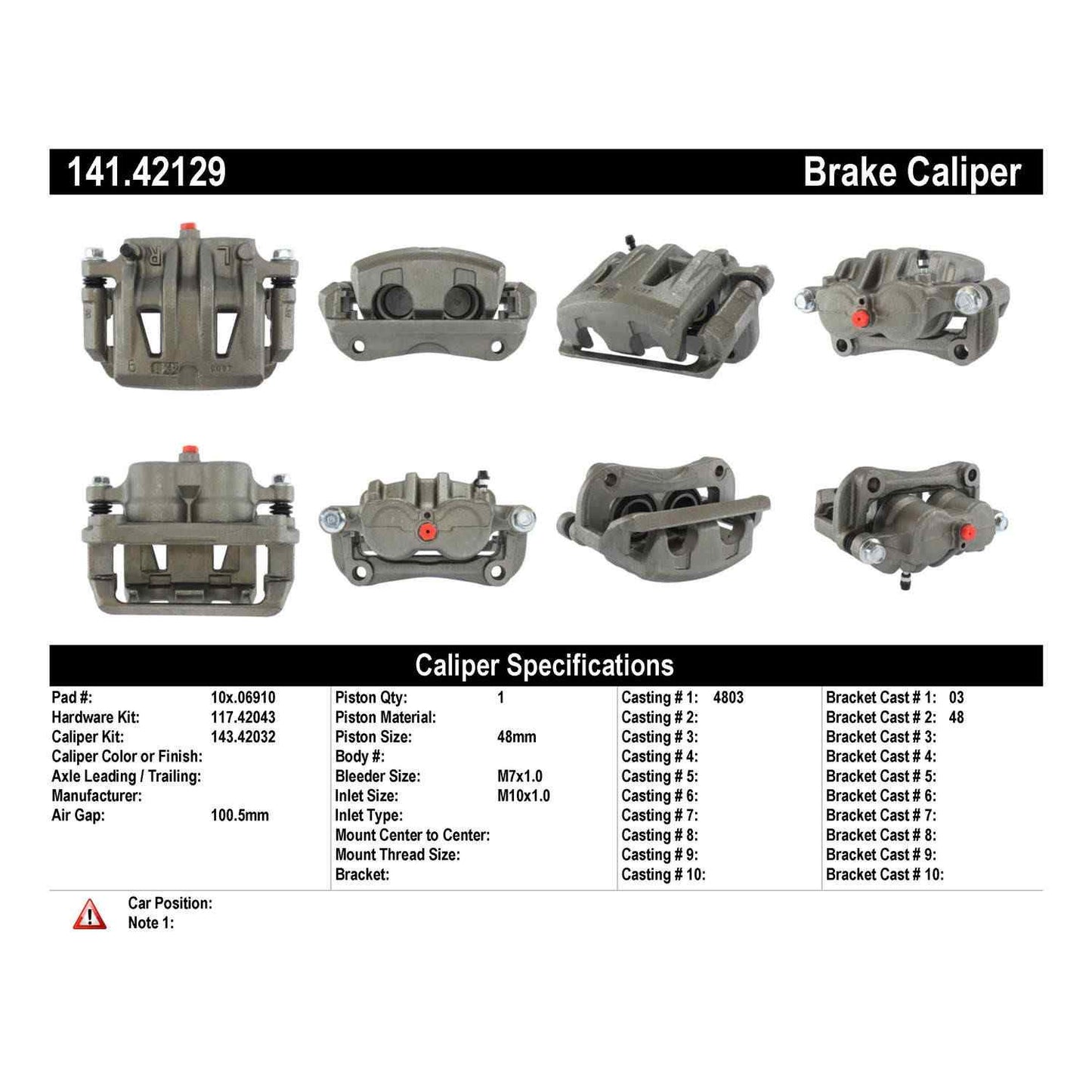 Centric Parts Semi-Loaded Brake Caliper 141.42129