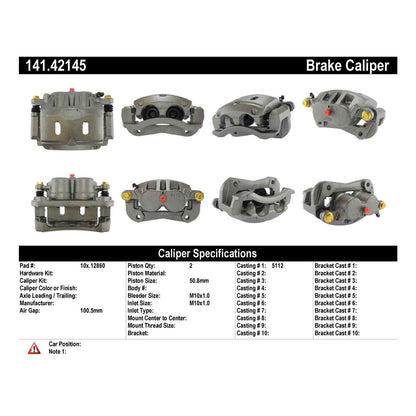 Stoptech Centric Semi-Loaded Brake Caliper - Front Right 141.42145
