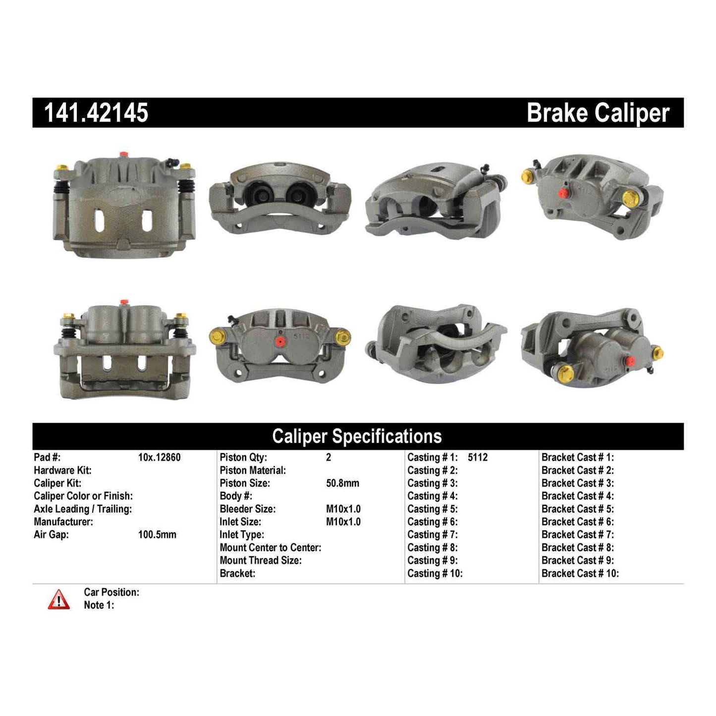 Centric Parts Disc Brake Caliper Semi-Loaded with New Phenolic Pistons 141.42145