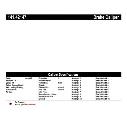 Centric Parts Semi-Loaded Brake Caliper 141.42147