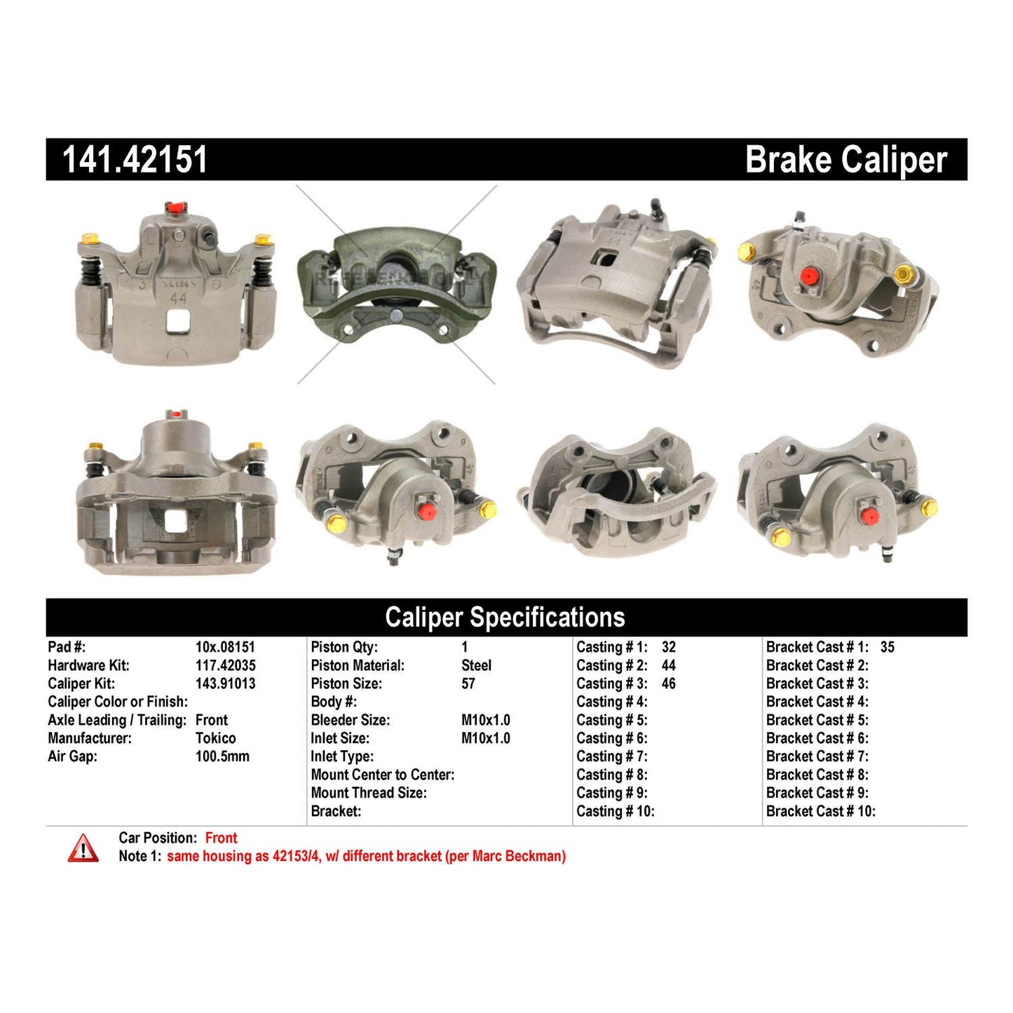 Stoptech Centric Semi-Loaded Brake Caliper - Front Right 141.42151