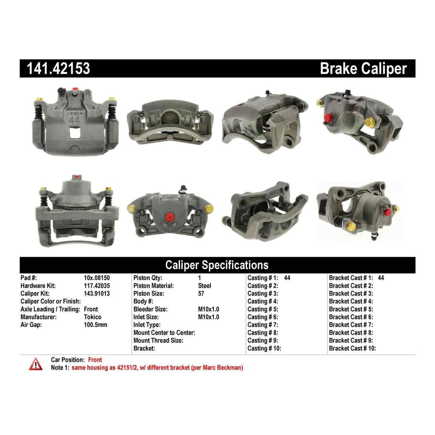 Centric Parts Semi-Loaded Brake Caliper 141.42153
