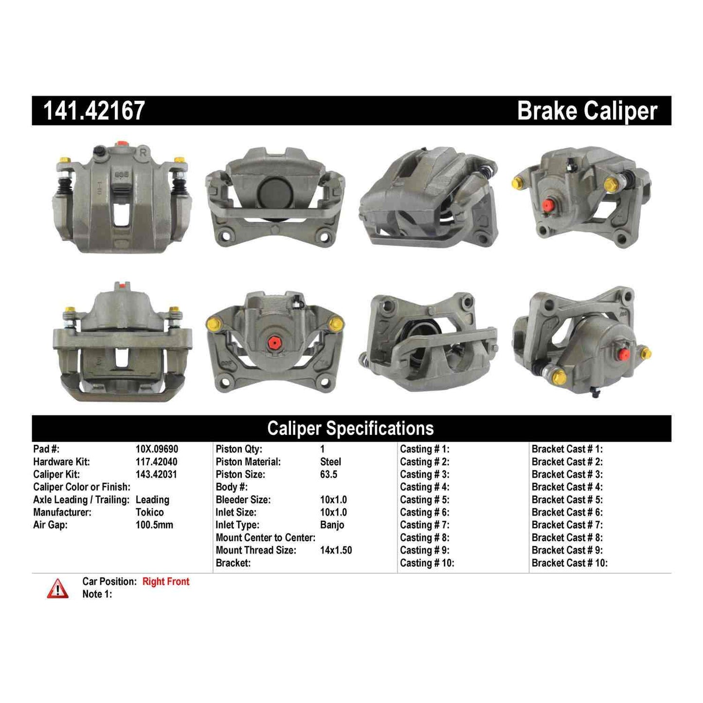 Centric Parts Semi-Loaded Brake Caliper 141.42167