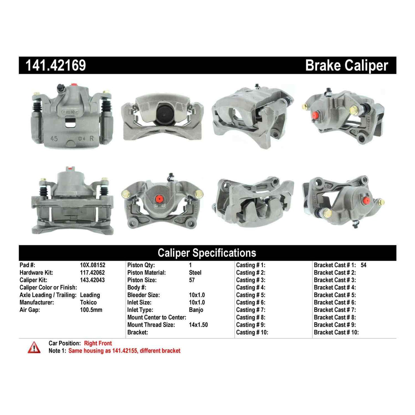 Centric Parts Disc Brake Caliper Semi-Loaded for 141.42169