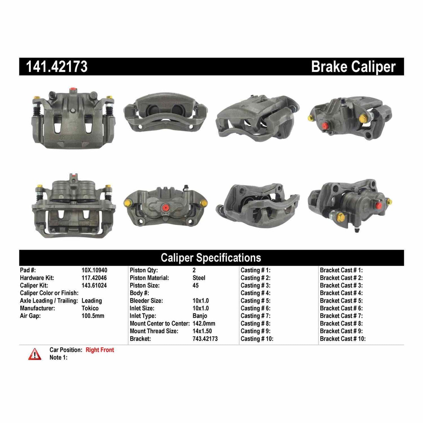 Centric Parts Semi-Loaded Brake Caliper 141.42173