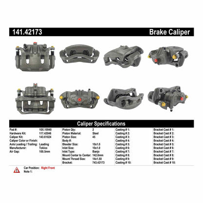 Centric Parts Semi-Loaded Brake Caliper 141.42173