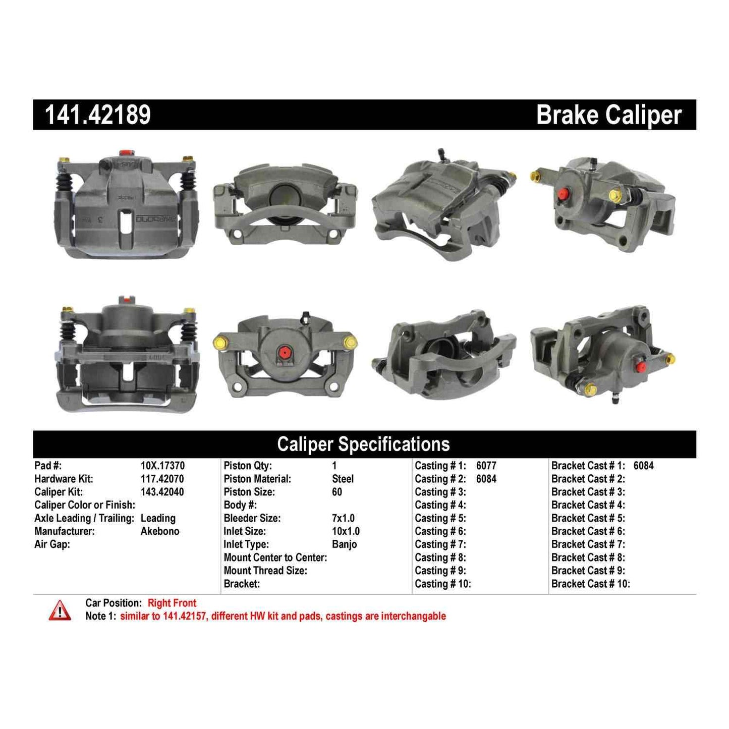 Centric Parts Disc Brake Caliper Semi-Loaded for 141.42189