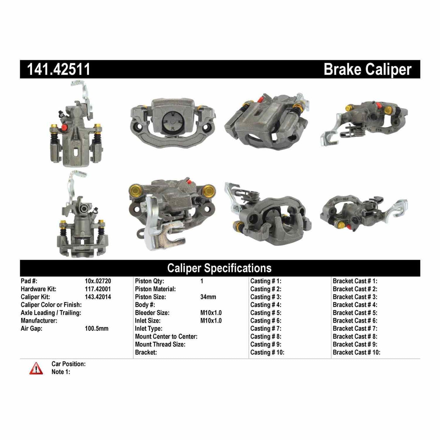 Centric Parts Semi-Loaded Disc Brake Caliper with Anti-Corrosion Finish 141.42511