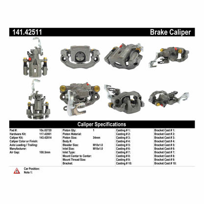 Centric Parts Semi-Loaded Disc Brake Caliper with Anti-Corrosion Finish 141.42511