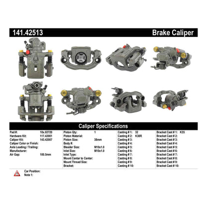 Stoptech Centric 94-98 Nissan 240sx Semi-Loaded Rear Right Brake Caliper 141.42513