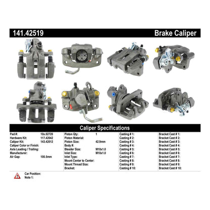 Stoptech Centric 87-88 Nissan 300ZX Remanufactured Semi-Loaded Rear Passenger Side Brake Caliper 141.42519