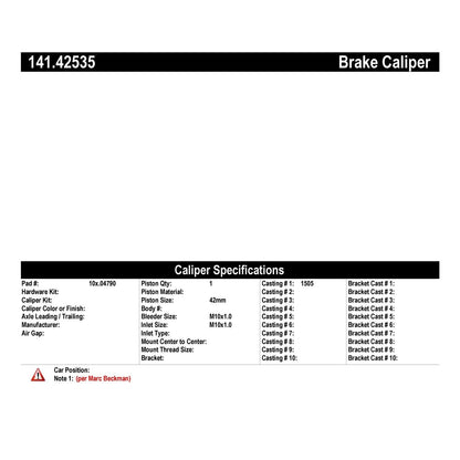 Centric Parts Semi-Loaded Brake Caliper 141.42535