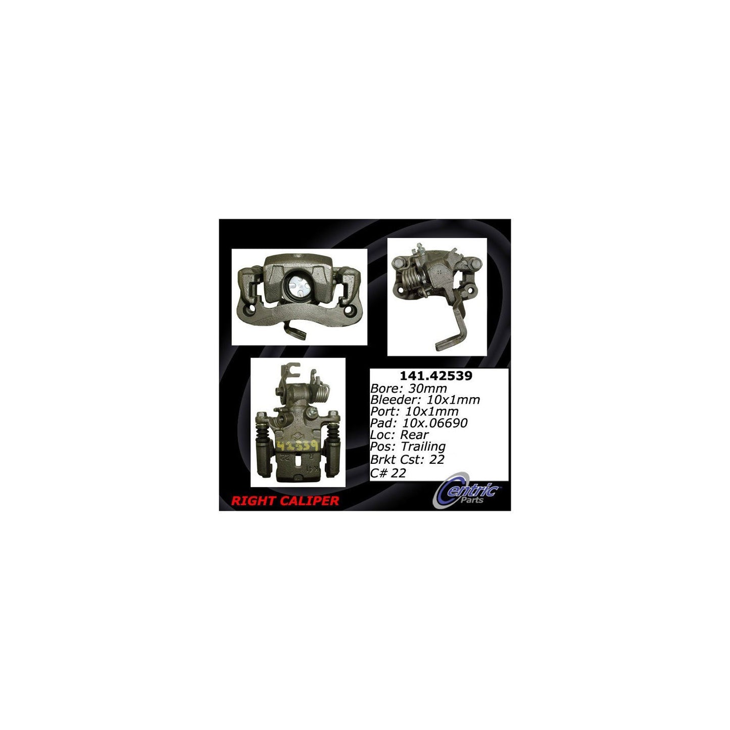Centric Parts Disc Brake Caliper Remanufactured with Anti-Corrosion Finish 141.42539