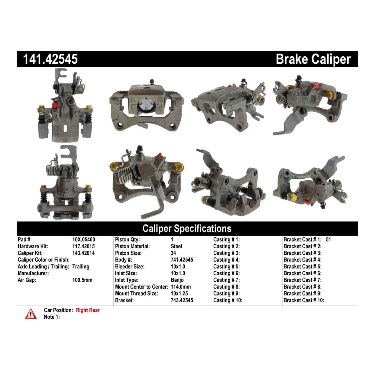 Centric Parts Disc Brake Caliper with anti-corrosion finish