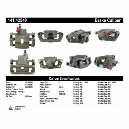 Centric Parts Disc Brake Caliper Remanufactured with Anti-Corrosion Finish 141.42549