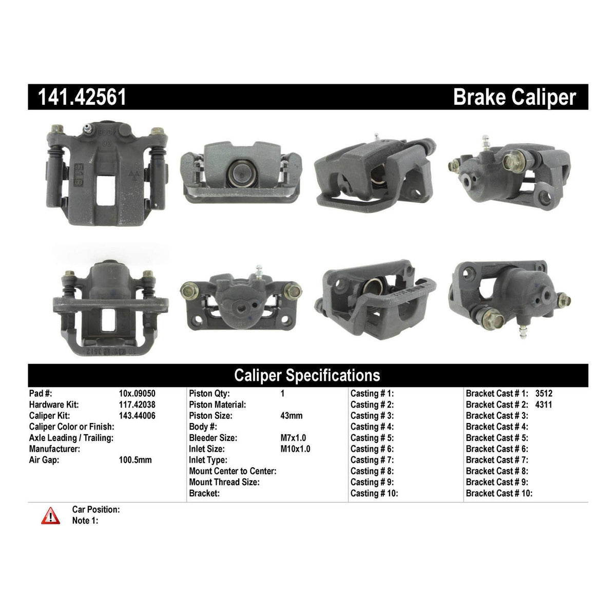 Centric Parts Semi-Loaded Brake Caliper 141.42561