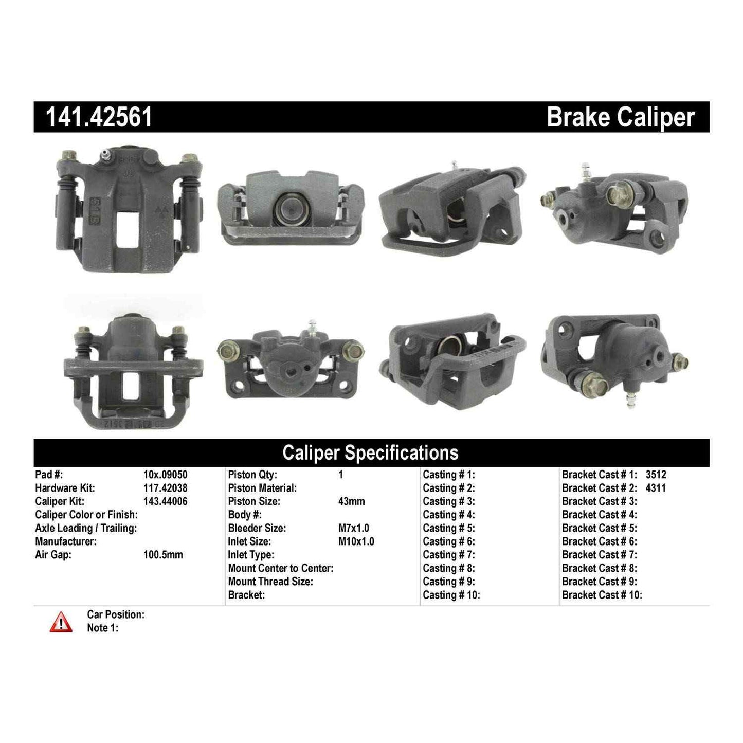 Centric Parts Semi-Loaded Brake Caliper 141.42561
