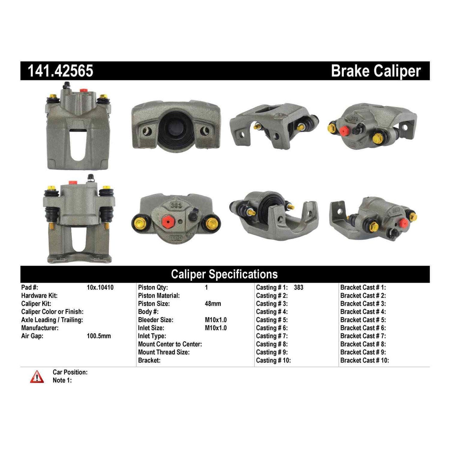 Centric Parts Semi-Loaded Brake Caliper with New Phenolic Pistons 141.42565