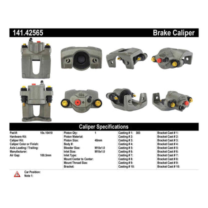 Centric Parts Semi-Loaded Brake Caliper with New Phenolic Pistons 141.42565