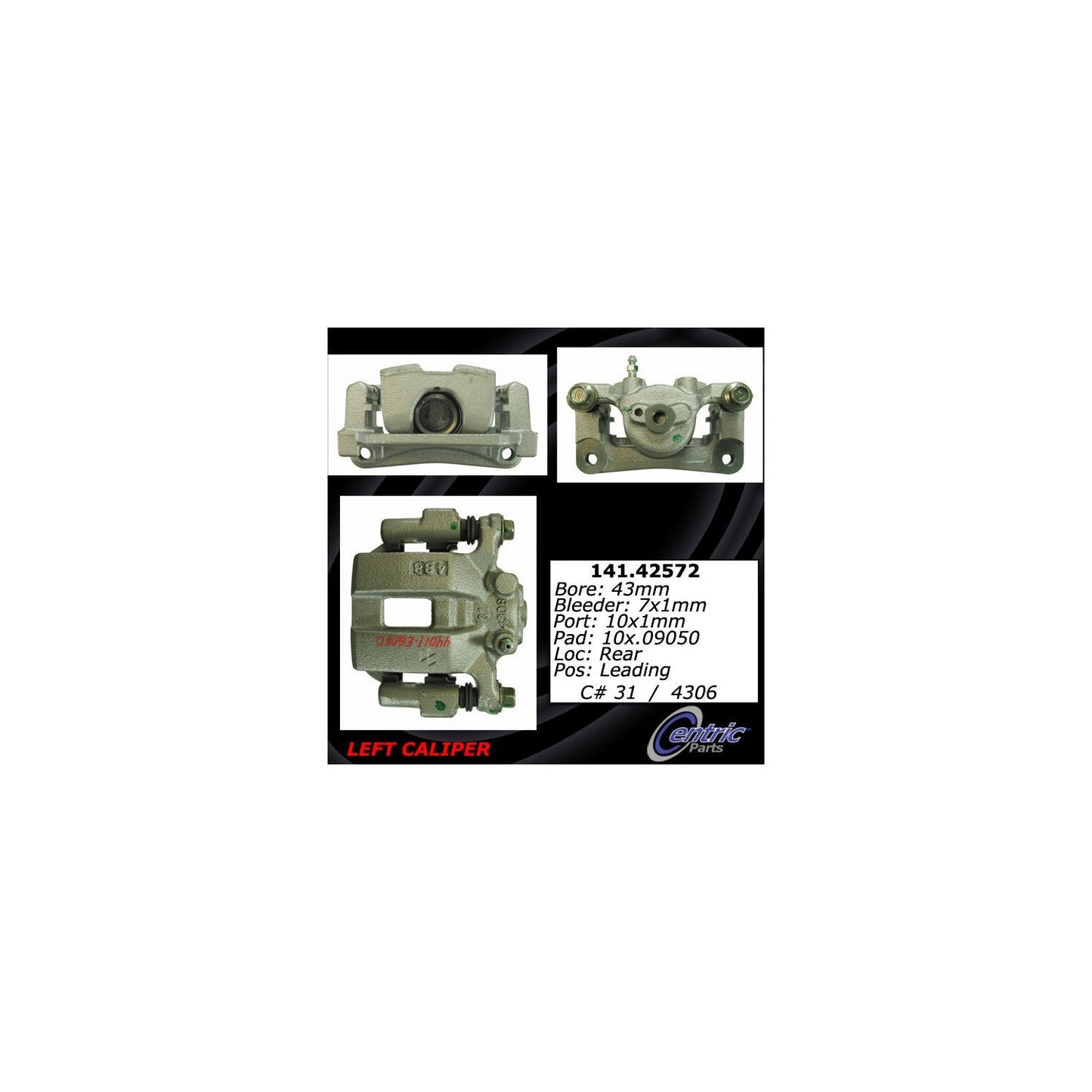 Centric Parts Disc Brake Caliper Remanufactured with Anti-Corrosion Finish 141.42572