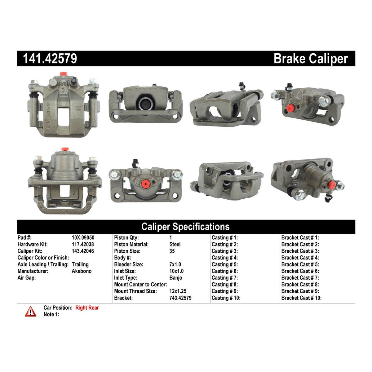 Centric Parts Semi-Loaded Brake Caliper 141.42579
