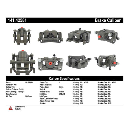 Centric Parts Disc Brake Caliper Remanufactured with anti-corrosion finish 141.42581