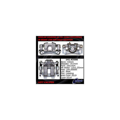 Stoptech Centric Semi-Loaded Brake Caliper - Rear Left 141.42598