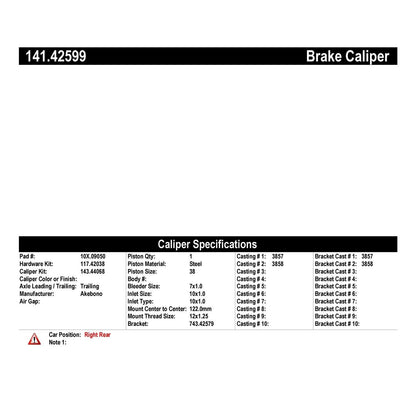 Centric Parts Disc Brake Caliper Remanufactured with Anti-Corrosion Finish 141.42599