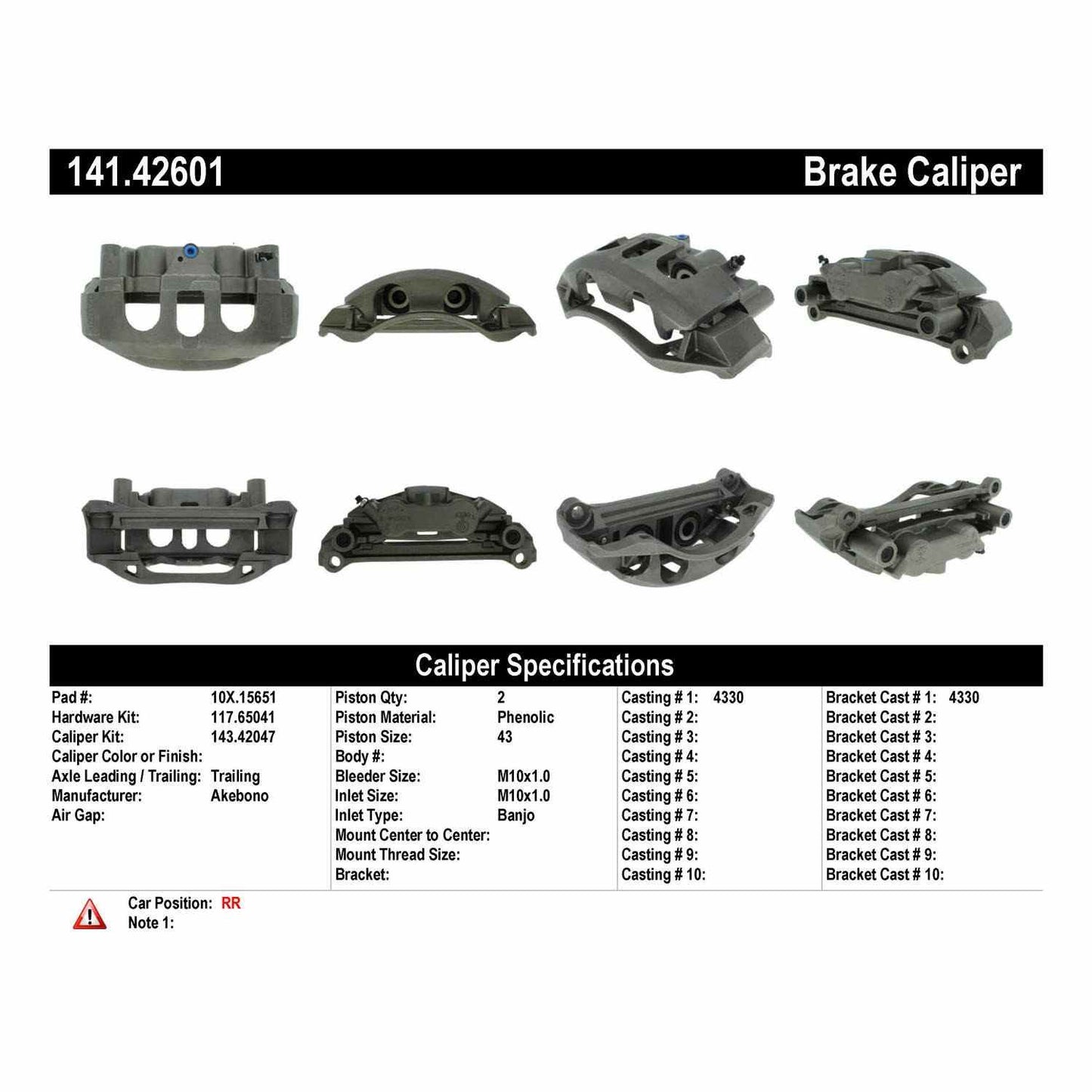 Centric Parts Semi-Loaded Brake Caliper with New Phenolic Pistons 141.42601
