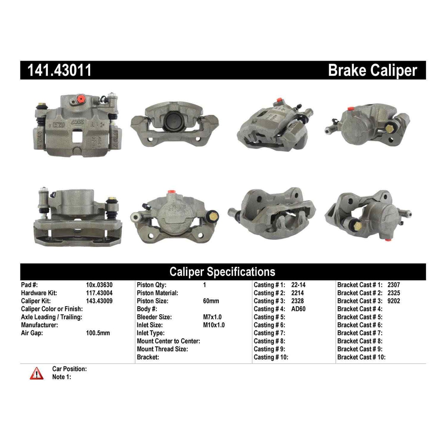 Stoptech Centric Semi-Loaded Brake Caliper - Front Right 141.43011