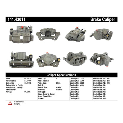 Stoptech Centric Semi-Loaded Brake Caliper - Front Right 141.43011