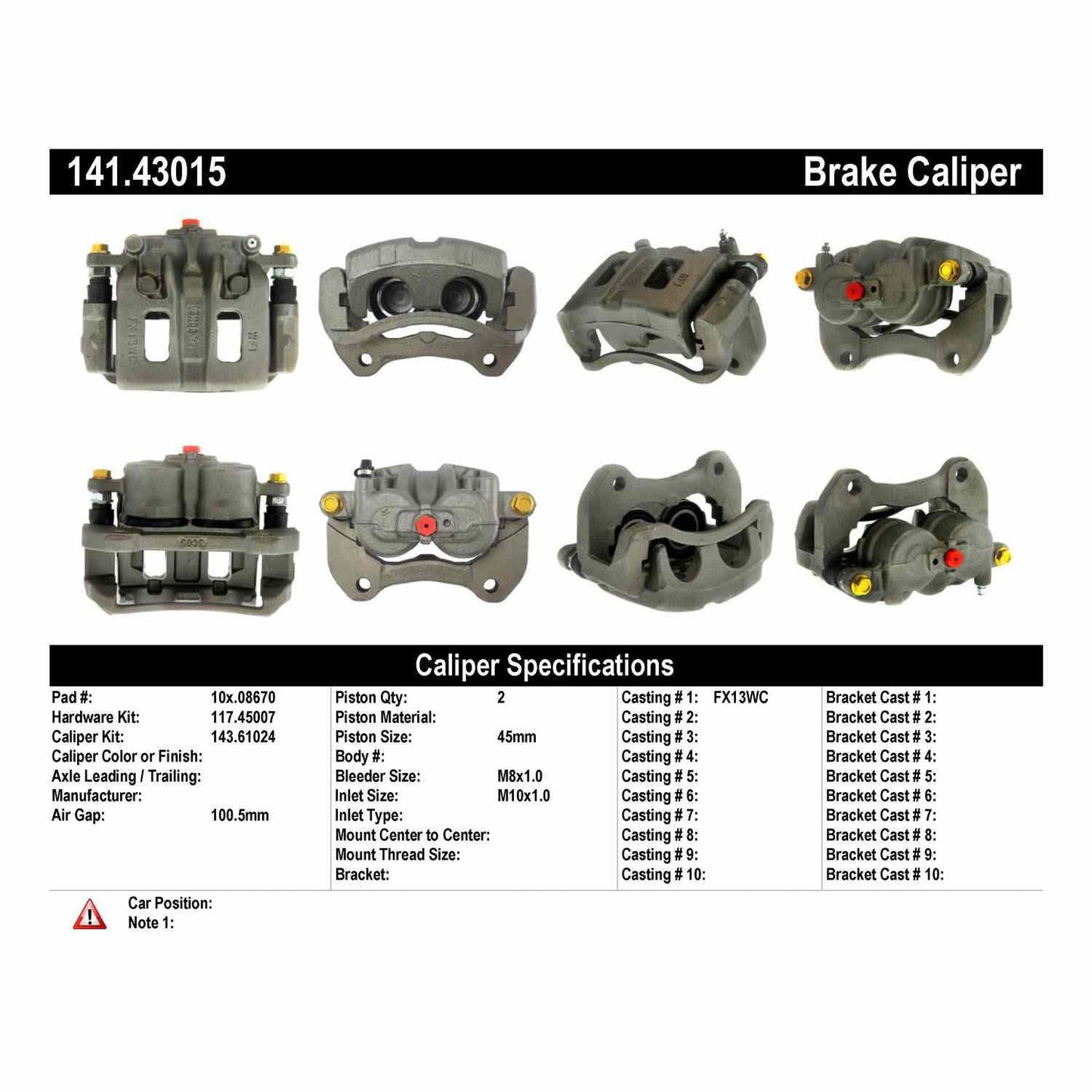 Stoptech Centric Semi-Loaded Brake Caliper - Front Right 141.43015