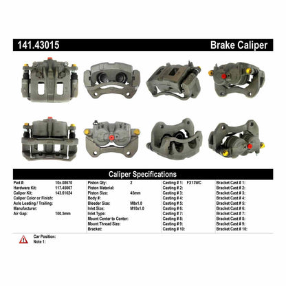 Stoptech Centric Semi-Loaded Brake Caliper - Front Right 141.43015