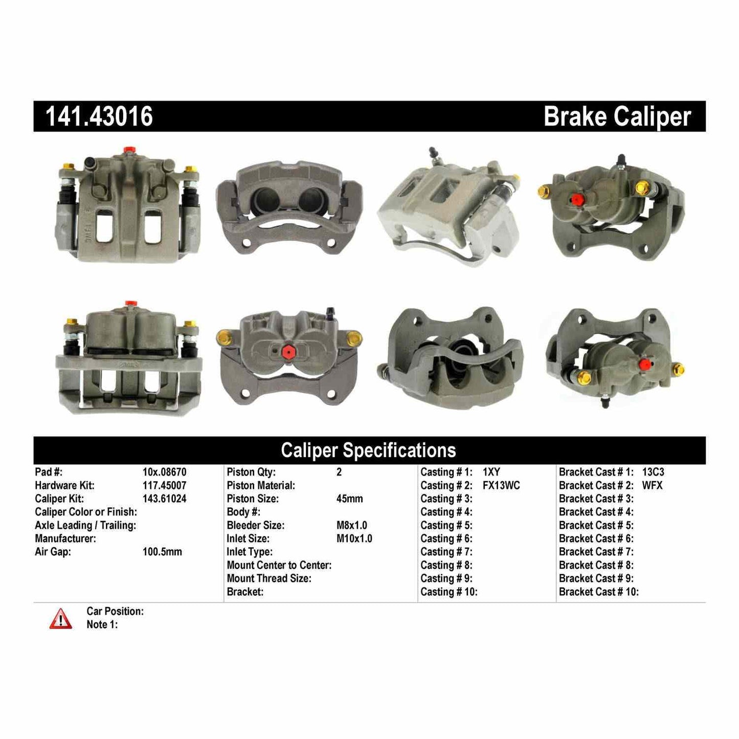 Stoptech Centric Semi-Loaded Brake Caliper - Front Left 141.43016