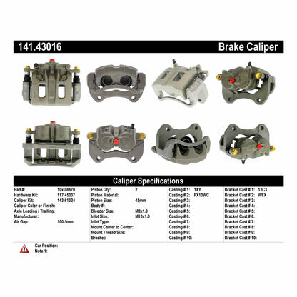Stoptech Centric Semi-Loaded Brake Caliper - Front Left 141.43016