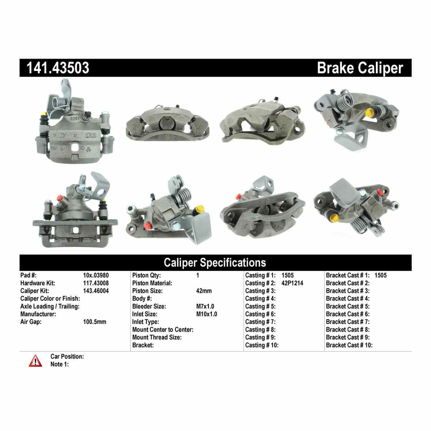 Stoptech Centric Semi-Loaded Brake Caliper - Rear Right 141.43503