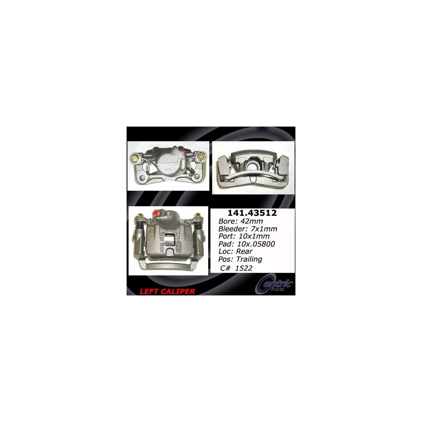 Stoptech Centric Semi-Loaded Brake Caliper - Rear Left 141.43512
