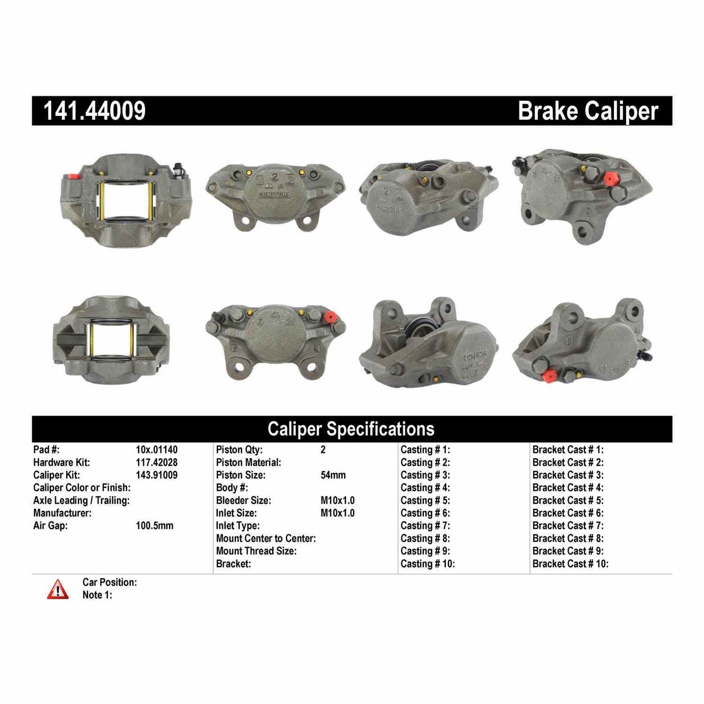 Centric Parts Semi-Loaded Brake Caliper 141.44009