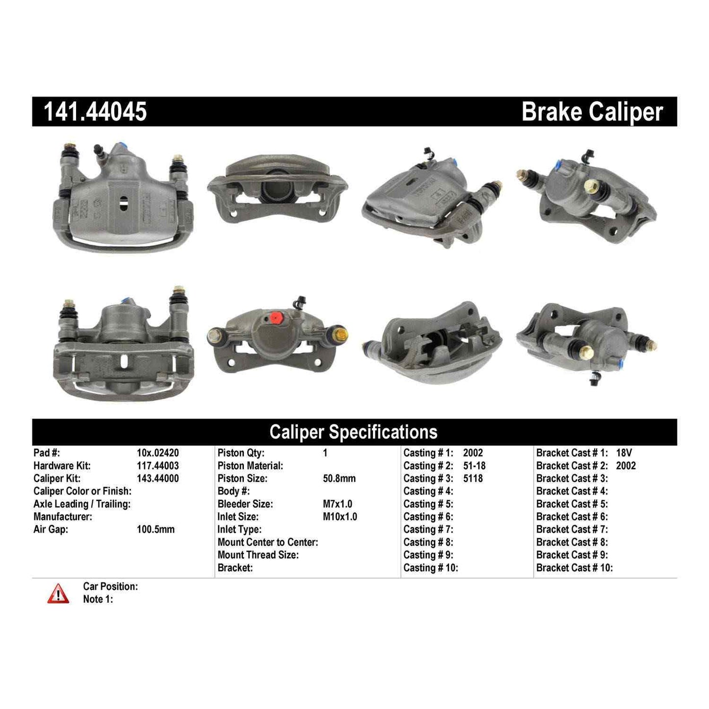 Centric Parts Disc Brake Caliper Semi-Loaded with Anti-Corrosion Finish for 1988 Chevrolet Nova 1992-1989 Geo Prizm 1992-1987 Toyota Corolla 141.44045