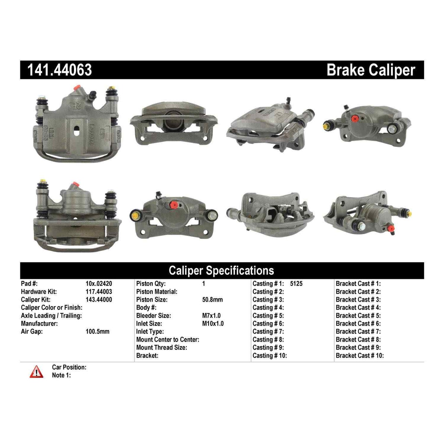 Centric Parts Disc Brake Caliper Semi-Loaded with Anti-Corrosion Finish for 1991-1995 Toyota MR2 141.44063