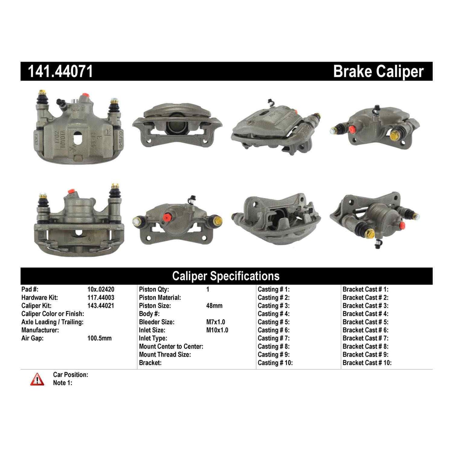 Centric Parts Disc Brake Caliper Semi-Loaded with anti-corrosion finish for 1992-1999 Toyota Paseo, Tercel 141.44071