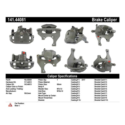 Centric Parts Disc Brake Caliper Semi-Loaded with anti-corrosion finish for 1987-1998 Toyota Van Wagon 141.44081